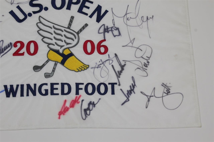 Multi-Signed 2006 US Open at Winged Foot Embroidered Flag JSA ALOA