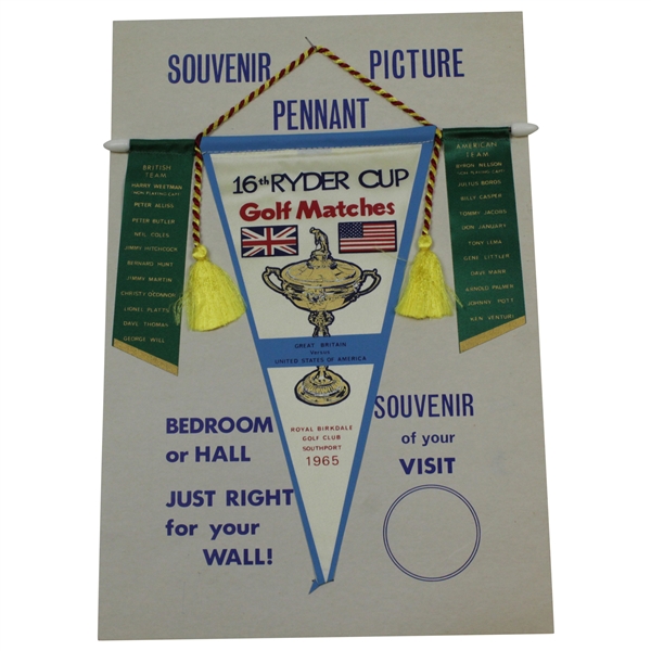 1965 Ryder Cup at Royal Birkdale Team Pennent In Original Package/Display