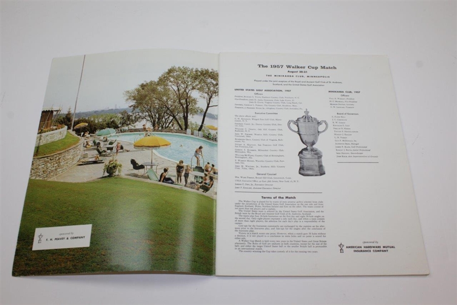 1957 The Walker Cup at The Minikahda Club Official Program with Pairing Sheet