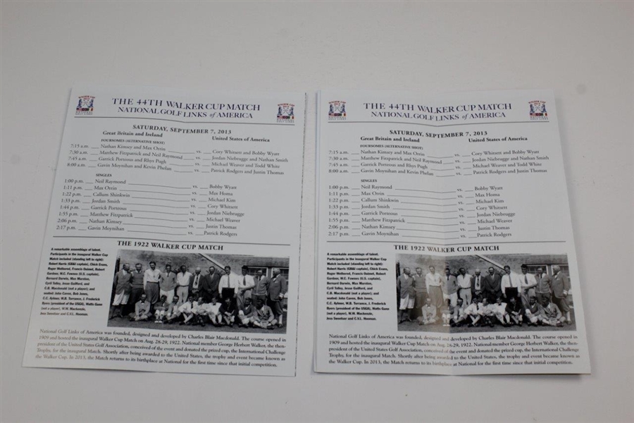 2013 The Walker Cup at National Golf Links of America Official Program with 2 Guides