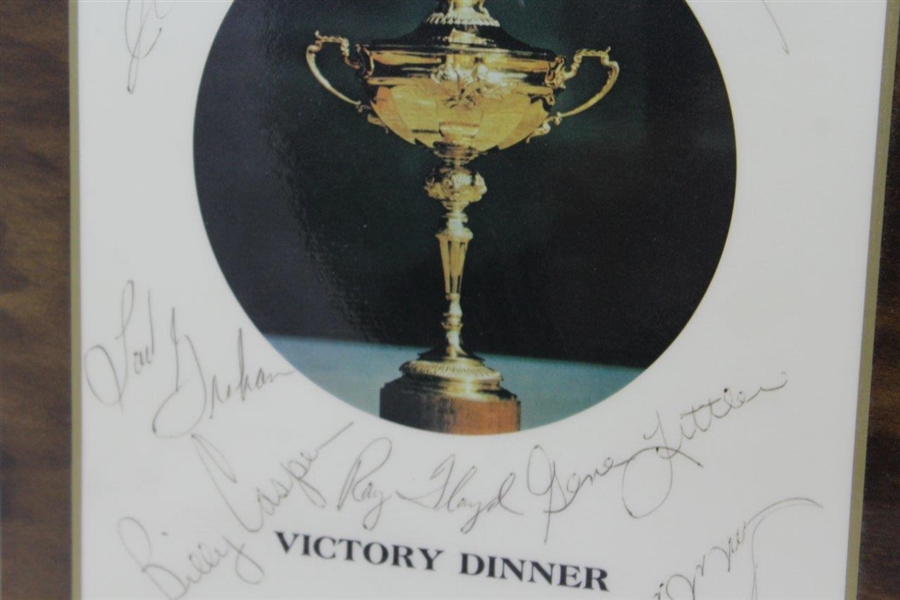 Ray Floyd's 1975 Ryder Cup Victory Dinner Menu Signed by USA Team JSA ALOA