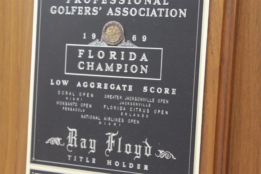 Champion Ray Floyd's 1969 PGA Governor's Cup For Low Aggregate Score Title Holder Award