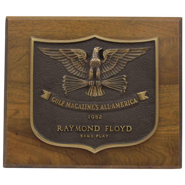 Ray Floyd's 1982 Golf Magazine's All-America Sand Play Award Winner Plaque