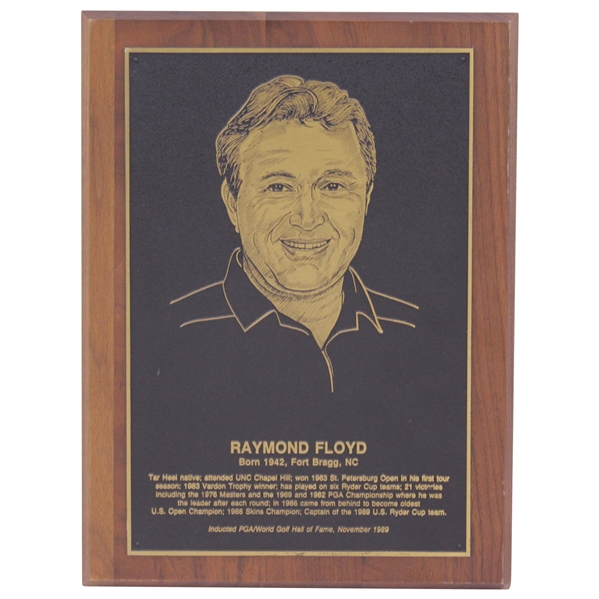 Ray Floyd's Inducted to PGA/World Golf Hall of Fame in 1989 Credentials Plaque