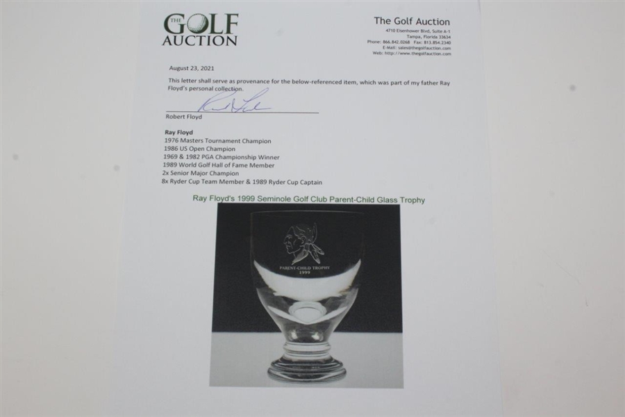Ray Floyd's 1999 Seminole Golf Club Parent-Child Glass Trophy