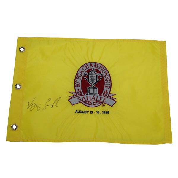 Vijay Singh Signed 1998 PGA at Sahalee Pinney Embroidered Flag JSA ALOA