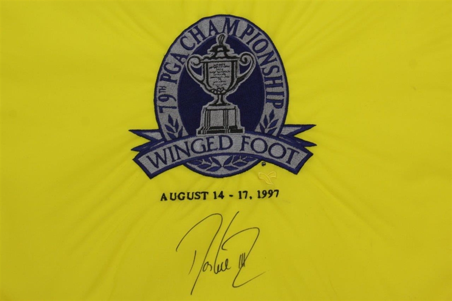 Davis Love III Signed 1997 PGA at Winged Foot Pinney Embroidered Flag JSA ALOA
