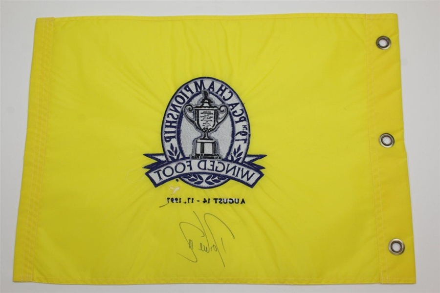 Davis Love III Signed 1997 PGA at Winged Foot Pinney Embroidered Flag JSA ALOA