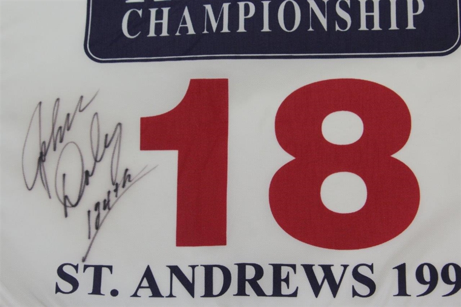 John Daly Signed 1995 The OPEN at St. Andrews White Screen Flag with '124th' JSA ALOA