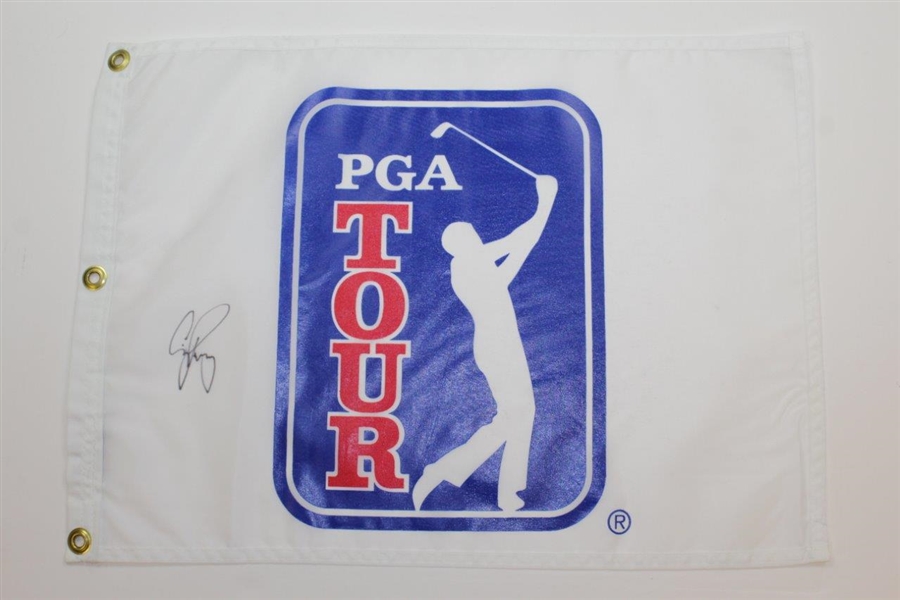 Ian Poulter & Five(5) others Signed PGA Tour White Screen Flags JSA ALOA