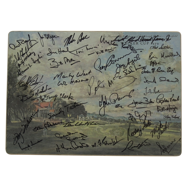 Hal Suttons Personal Multi-Signed 1979 Walker Cup at Muirfield Multi-Signed Mat JSA ALOA