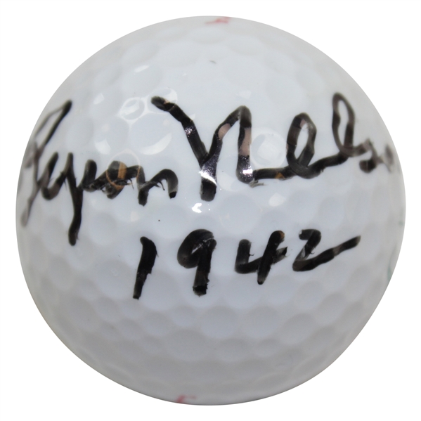Byron Nelson Signed Titleist Masters Golf Ball with 1942 Inscription JSA ALOA