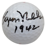 Byron Nelson Signed Titleist Masters Golf Ball with 1942 Inscription JSA ALOA