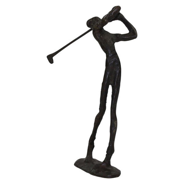 Unmarked & Undated Bronze Golfer Statue - Following Through