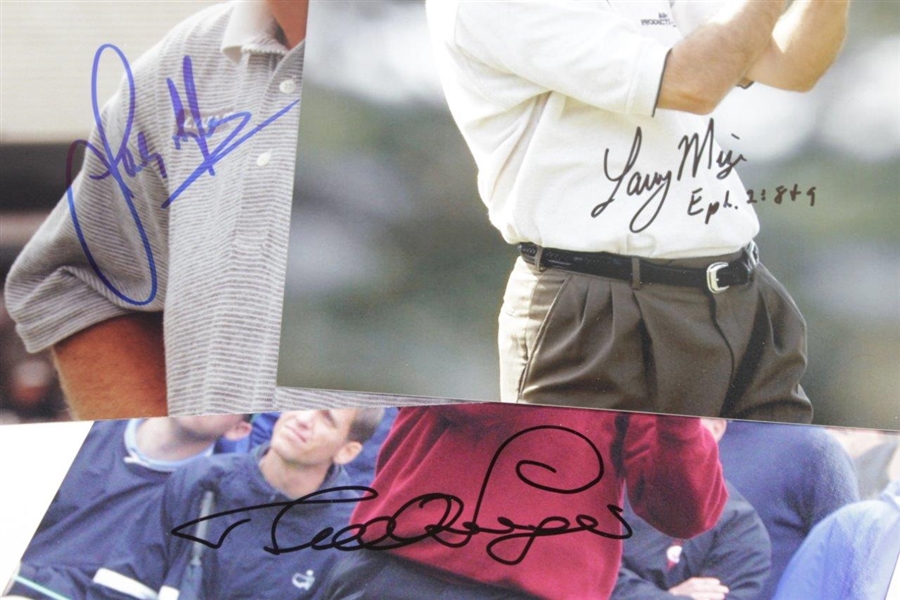 Sandy Lyle, Larry Mize, & Bernard Langer Signed Golf Photos JSA ALOA