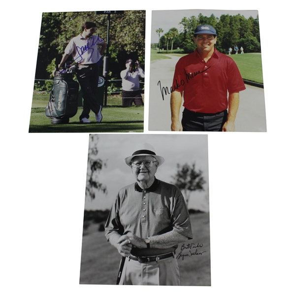 Mark O'Meara, Byron Nelson, & Jose Maria Olazabal Signed Golf Photos JSA ALOA