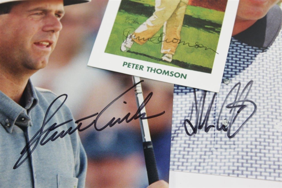 Peter Thomson Signed Golf Card with Darren Clarke & Stewart Cink Signed Golf Photos JSA ALOA