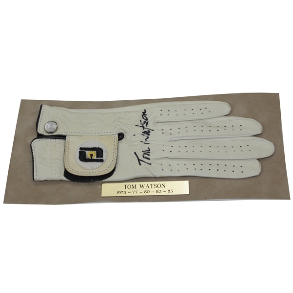 Tom Watson Signed Mounted FootJoy White LH Golf Glove with Nameplate JSA ALOA