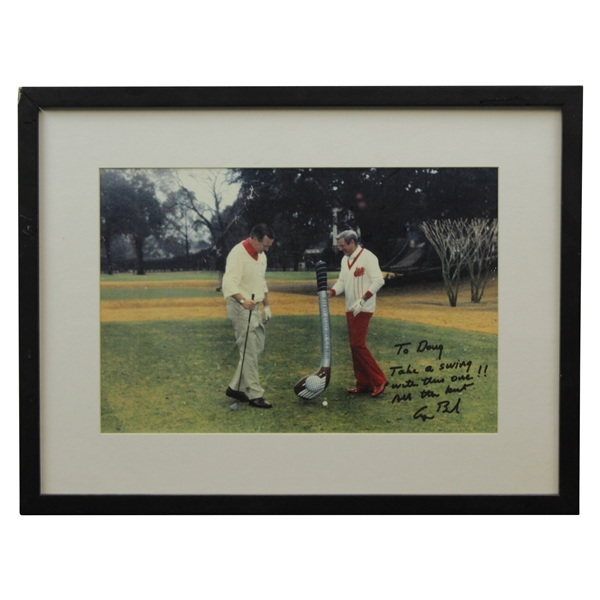 George H.W. Bush Signed Photo with Oversized Club - Personalized to Doug Sanders - Framed JSA ALOA
