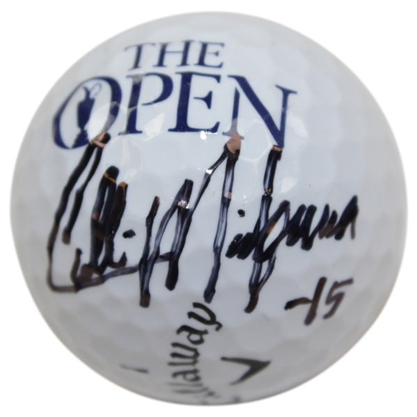 Collin Morikawa Signed The OPEN Championship Logo Ball with -15 Inscription JSA #WIT719837