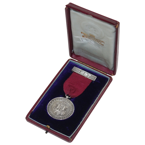 1897 Norfolk Amateur Golf Championship Sterling Silver Medal in Original Marked Box