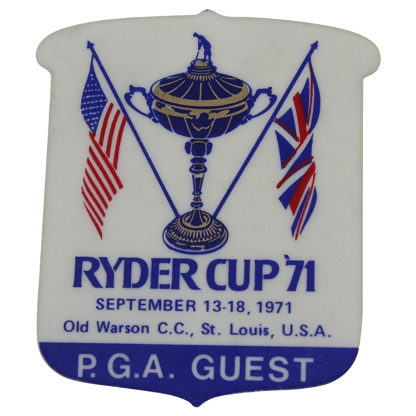1971 Ryder Cup at Old Warson CC St. Louis PGA Guest Badge
