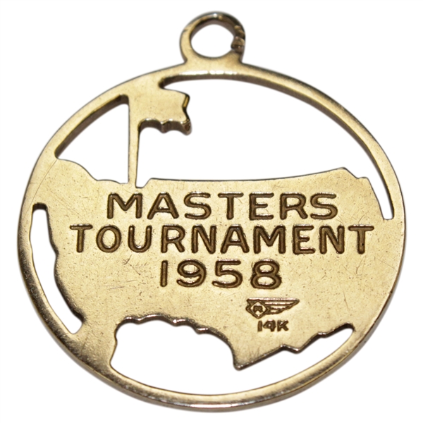 1958 Augusta National GC The Masters Tournament 14k Gold Pendant - Arnold Palmer's First Win