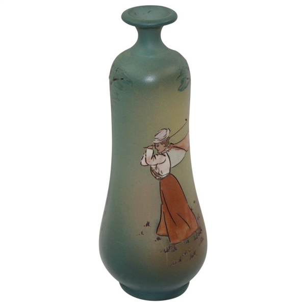 Early 1900's Weller Dickensware Vase with Female Golfer