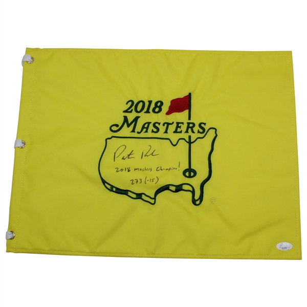 Patrick Reed Signed & Inscribed 2018 Masters Flag '2018 Masters Champion' & '273 (-15)'JSA #QQ22039