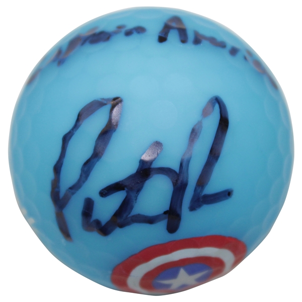 Patrick Reed Signed & Inscribed Blue Captain America Logo Golf Ball JSA #QQ38504 