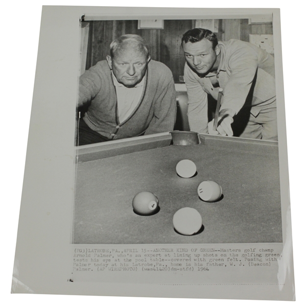 Arnold Palmer & His Father W.J. (Deacon) Palmer 1964 Playing Pool Type 3 Photo - April 16