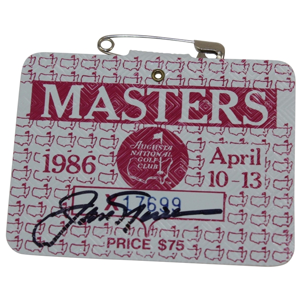 Jack Nicklaus Signed 1986 Masters SERIES Badge #X17699 JSA ALOA