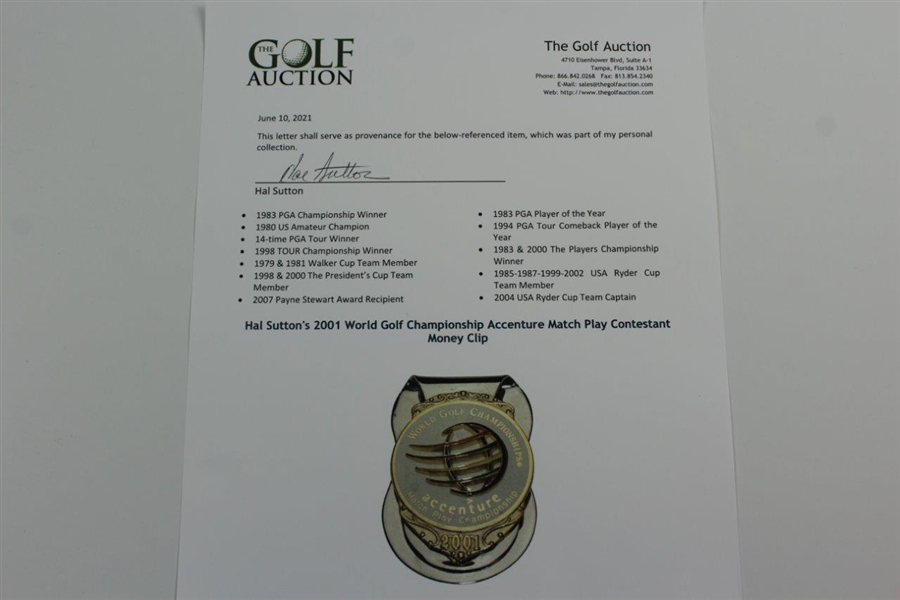 Hal Sutton's 2001 World Golf Championship Accenture Match Play Contestant Money Clip