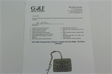 1981 OPEN Championship at Royal St. George's GC Guest Badge - Hal Sutton Collection