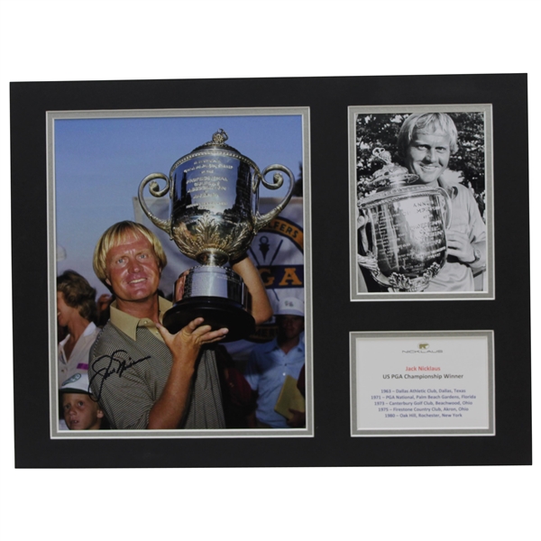 Jack Nicklaus Signed PGA Wanamaker Trophy Photo Matted Display JSA ALOA