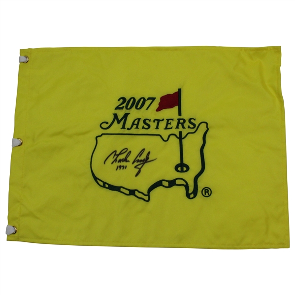 Charles Coody Signed 2007 Masters Embroidered Flag with 1971 JSA ALOA