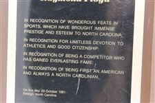 Ray Floyd's 1981 North Carolina Sports Hall of Fame Appreciation Plaque
