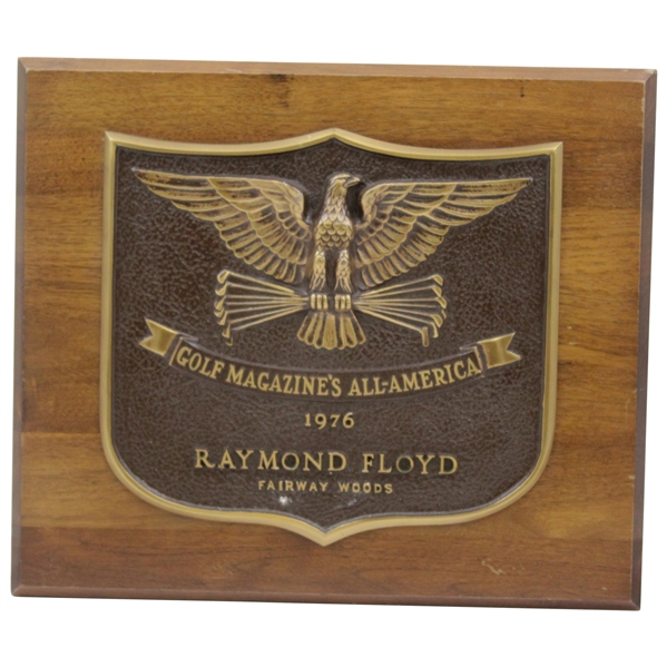 Ray Floyds 1976 Golf Magazines All-America Fairway Woods Award Winner Plaque