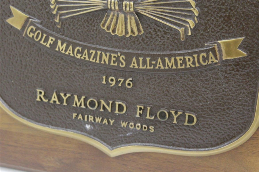 Ray Floyd's 1976 Golf Magazine's All-America Fairway Woods Award Winner Plaque