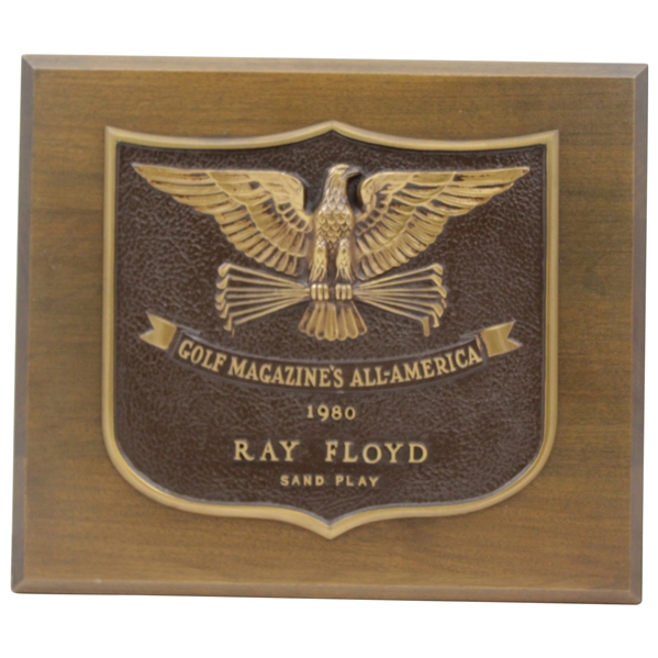 Ray Floyd's 1980 Golf Magazine's All-America Sand Play Award Winner Plaque