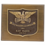 Ray Floyds 1980 Golf Magazines All-America Sand Play Award Winner Plaque