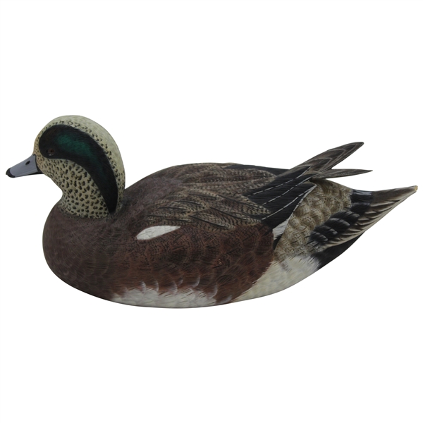 Ray Floyds Carved Wooden Green Eye Full Size Duck Decoy by Master Carver Warren Saunders