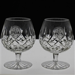 Ray Floyds PGA of America Logo Pair of Cut Glass Snifter Glasses
