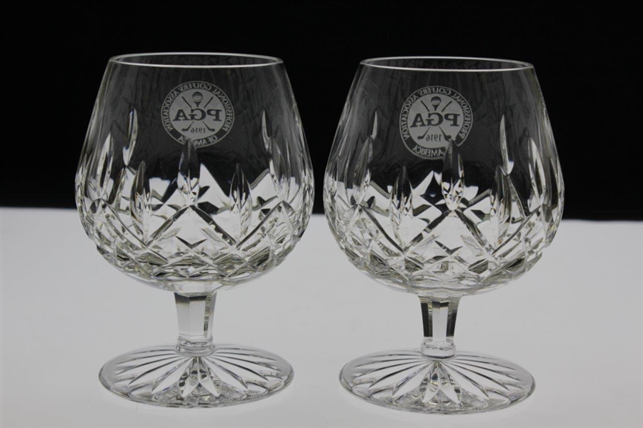 Ray Floyd's PGA of America Logo Pair of Cut Glass Snifter Glasses