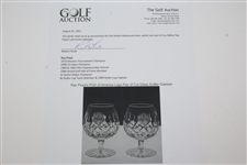 Ray Floyd's PGA of America Logo Pair of Cut Glass Snifter Glasses