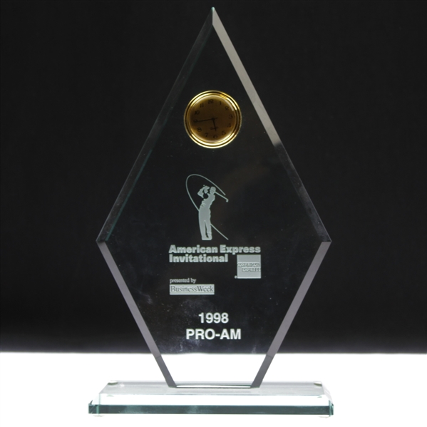 Ray Floyds 1998 American Express Invitational Pro-Am Glass Clock Display Trophy