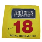 Ian Baker-Finch Signed 1991 The OPEN at Royal Birkdale Yellow Screen Replica Flag JSA ALOA