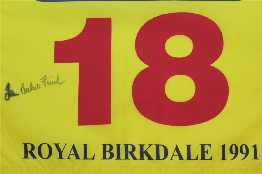 Ian Baker-Finch Signed 1991 The OPEN at Royal Birkdale Yellow Screen Replica Flag JSA ALOA