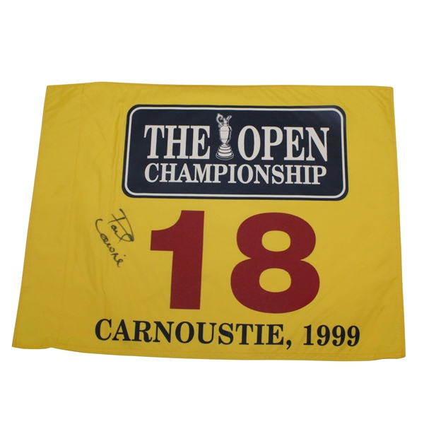 Paul Lawrie Signed 1999 The OPEN at Carnoustie Yellow Screen Flag JSA ALOA