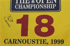Paul Lawrie Signed 1999 The OPEN at Carnoustie Yellow Screen Flag JSA ALOA
